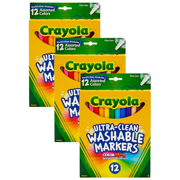 Ultra-Clean Markers, Fine Line, Assorted Colors, PK36